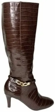 Karen Scott Hanna Dress Boots, Brown Croco, Size 10M