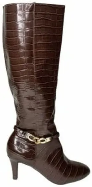 Karen Scott Hanna Dress Boots, Brown Croco, Size 10M