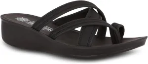 Keegan Women’s Wedge Sandal – Comfortable Open-Toe Wedges with Cushioned Insole, Available in Black & Navy, Medium Width Sizes 6-10