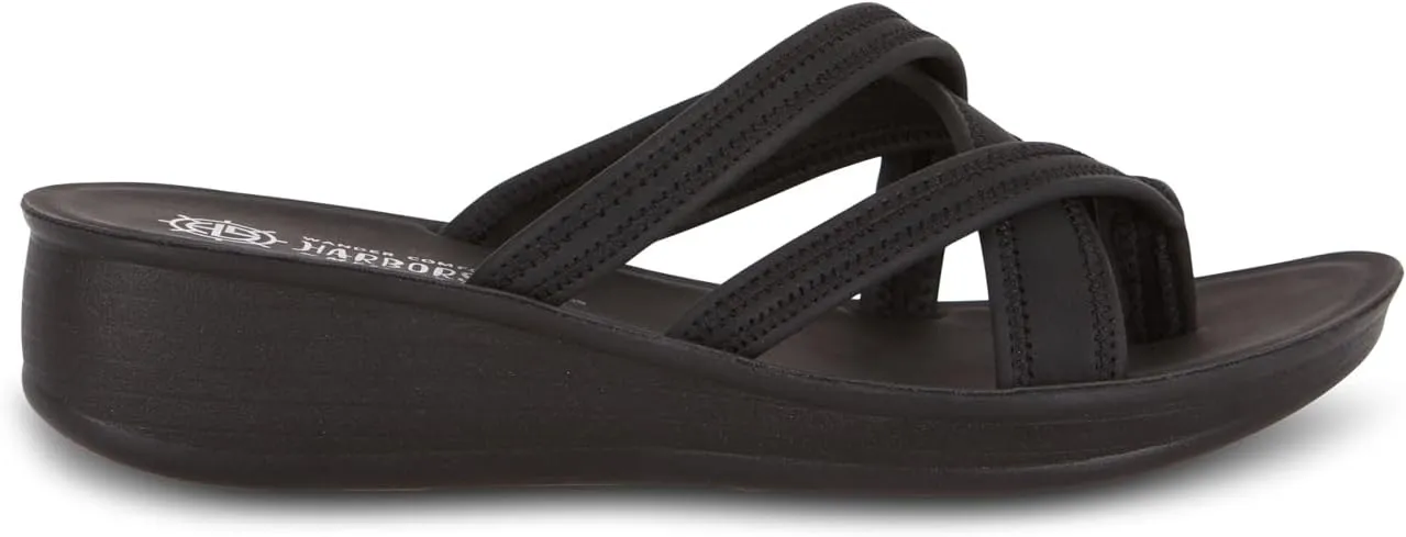Keegan Women’s Wedge Sandal – Comfortable Open-Toe Wedges with Cushioned Insole, Available in Black & Navy, Medium Width Sizes 6-10