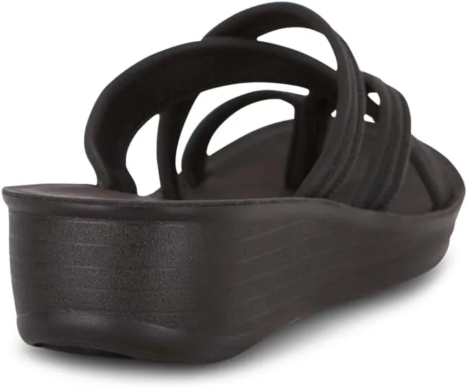 Keegan Women’s Wedge Sandal – Comfortable Open-Toe Wedges with Cushioned Insole, Available in Black & Navy, Medium Width Sizes 6-10