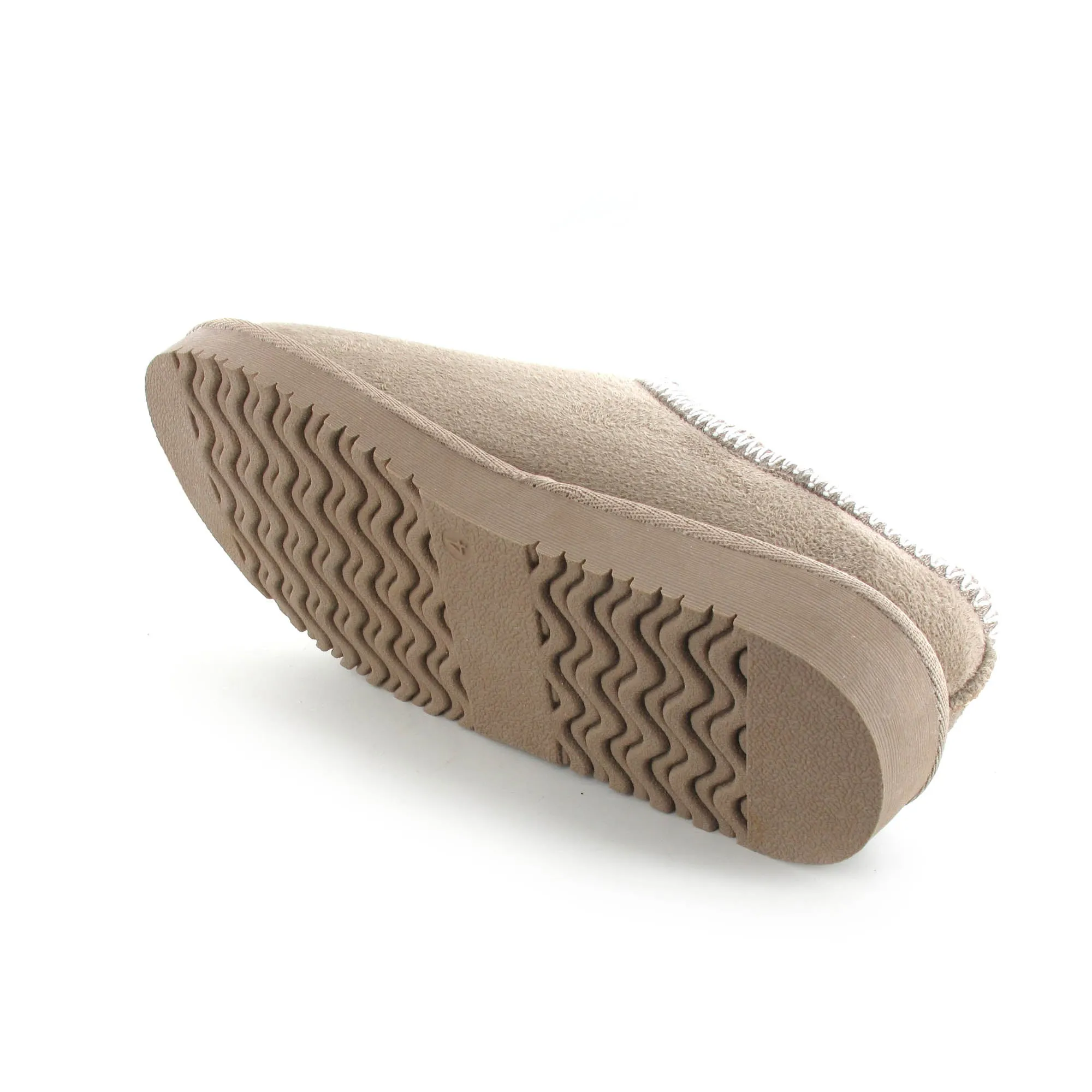 Kelly: Embroided Faux Fur Lined Mule Slippers - Beige