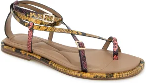 Kenneth Cole New York Women's Paros Flat Sandal, Multi Postal Snake, 6