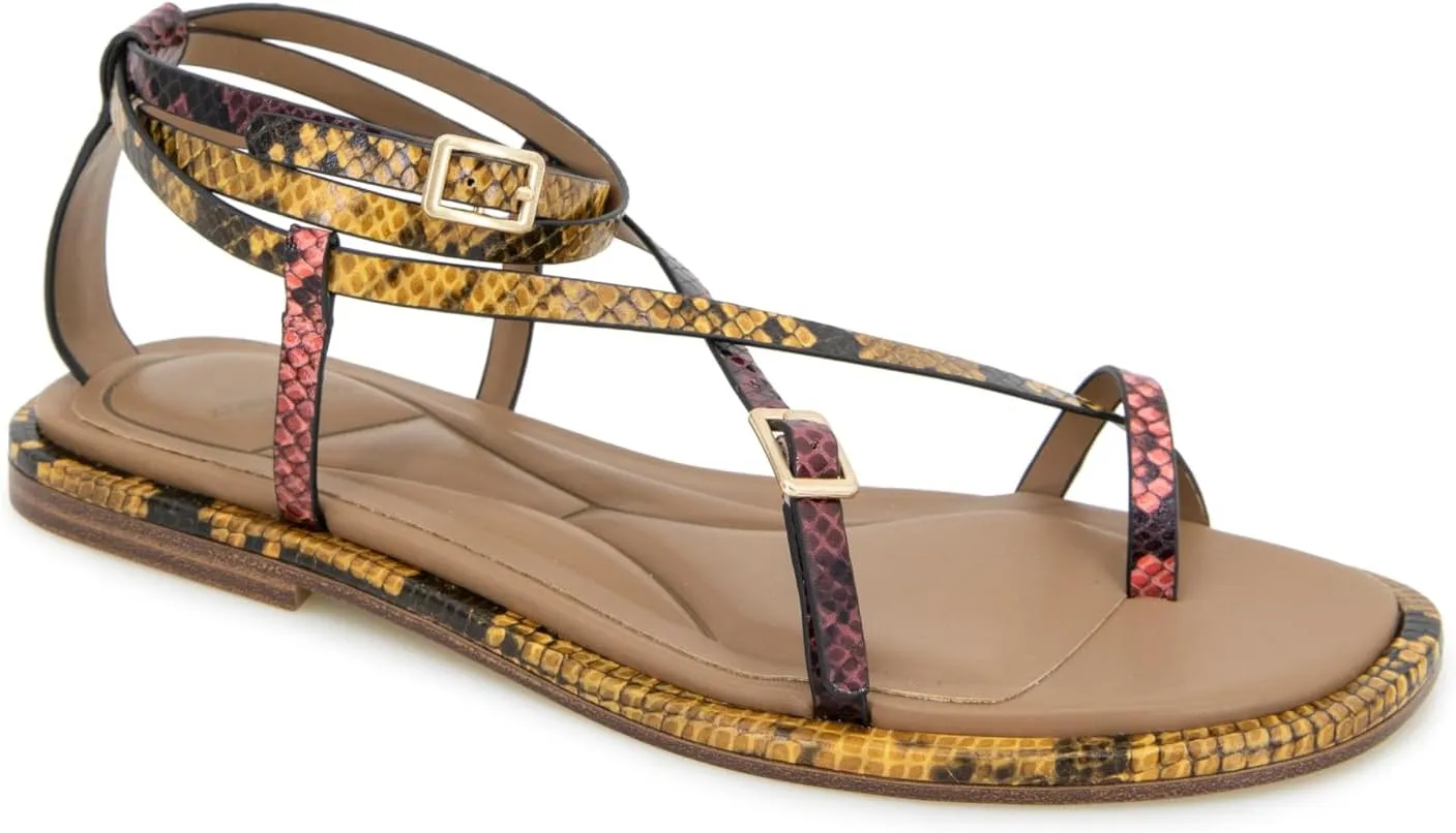 Kenneth Cole New York Women's Paros Flat Sandal, Multi Postal Snake, 6