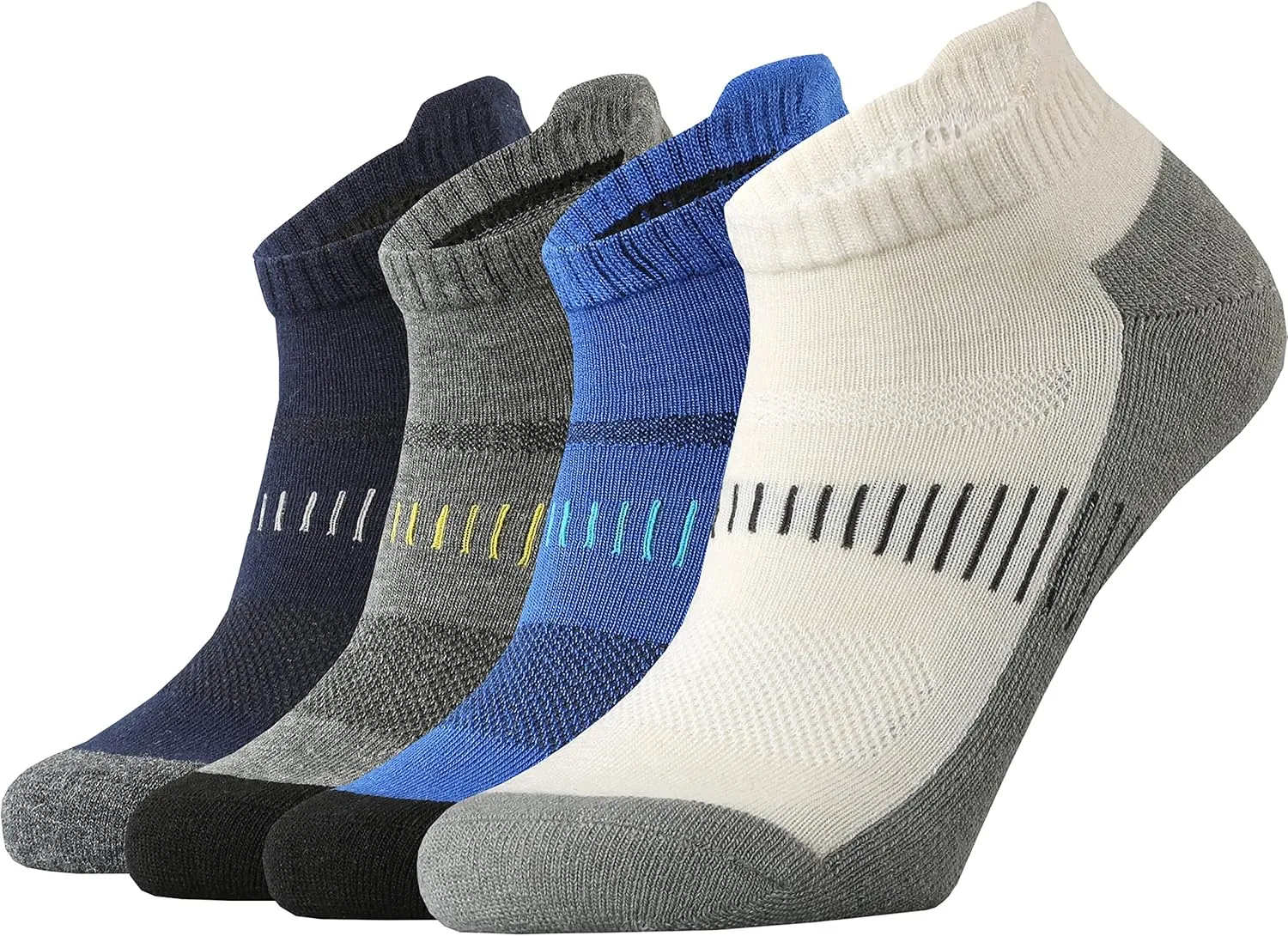 KMM Men's Merino Wool No Show Ankle Socks with Cushion Low Tab Summer for Outdoor Hiking Golf Loafer Sneaker Trail Running