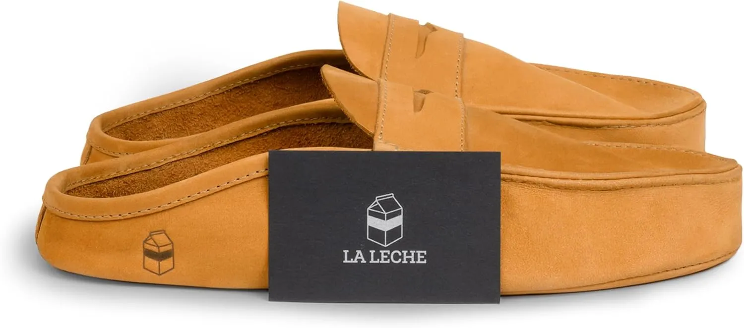La Leche, Penny Loafer Slippers, Slip-On Indoor Scuffs, Shoes for Home, Full Grain Leather & Memory Foam, Handmade