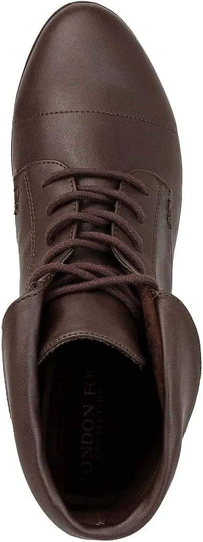 LONDON FOG Crissy Dress Ankle Boot Ladies Lace Up Bootie with Collar