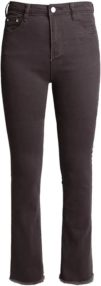 LONGBIDA High Waisted Flare Jeans for Women-Stretch Skinny Bell Bottom Jean Straight Leg Frayed Raw Hem Denim Pants