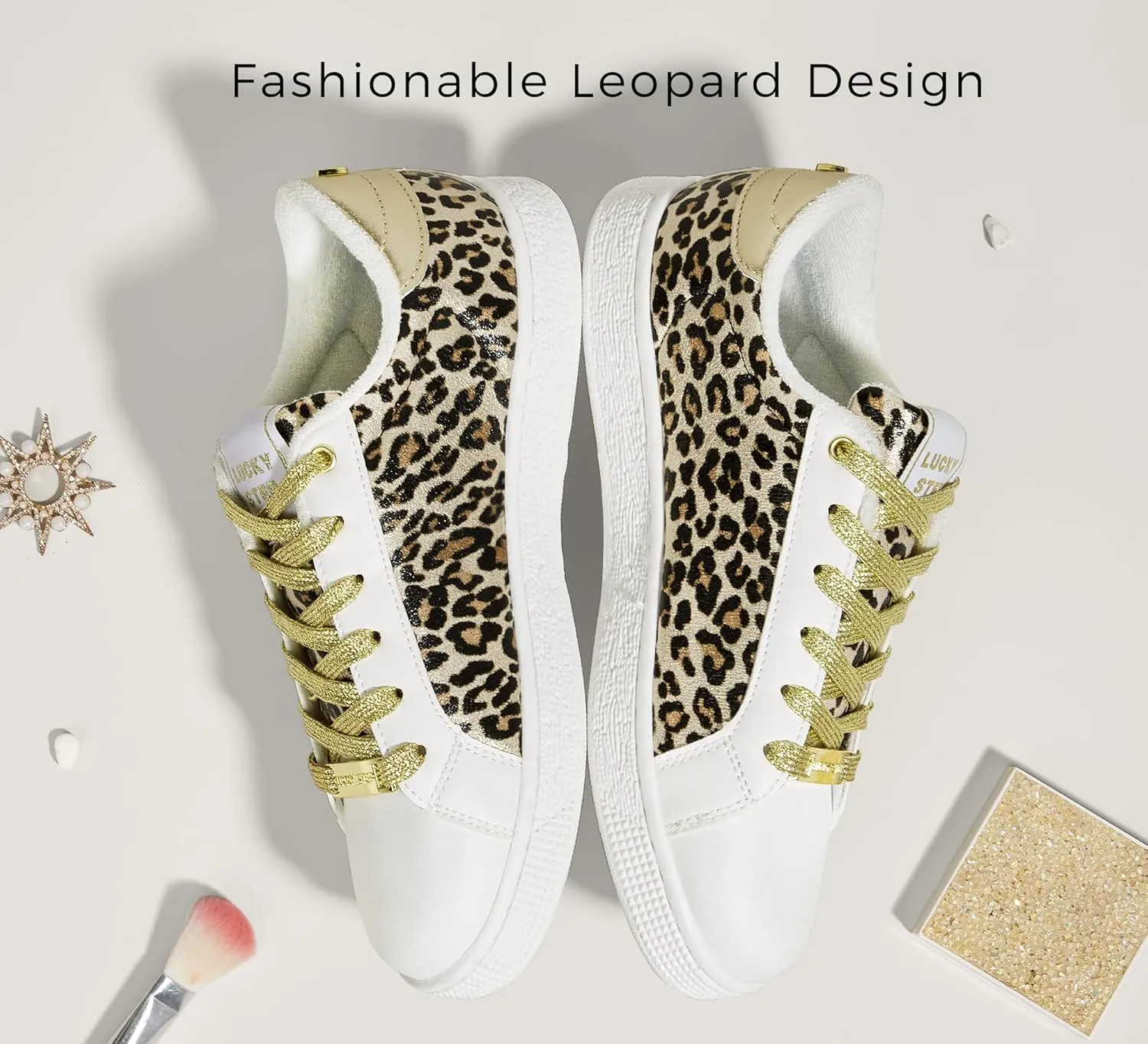 LUCKY STEP Women's Fashion Star Sneaker Lace Up Low Top Comfortable Cushioned Walking Shoes