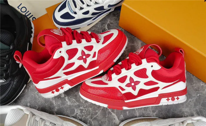 LV Repeat buyers VUITTON Guaranteed protection LOUIS SNEAKER RED WHITE SKATE