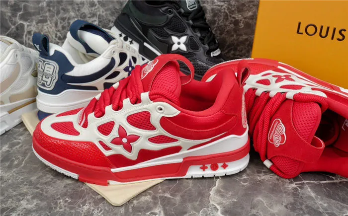 LV Repeat buyers VUITTON Guaranteed protection LOUIS SNEAKER RED WHITE SKATE