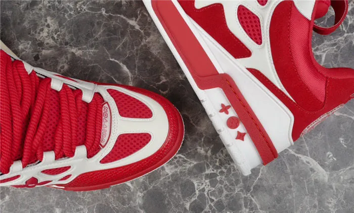 LV Repeat buyers VUITTON Guaranteed protection LOUIS SNEAKER RED WHITE SKATE
