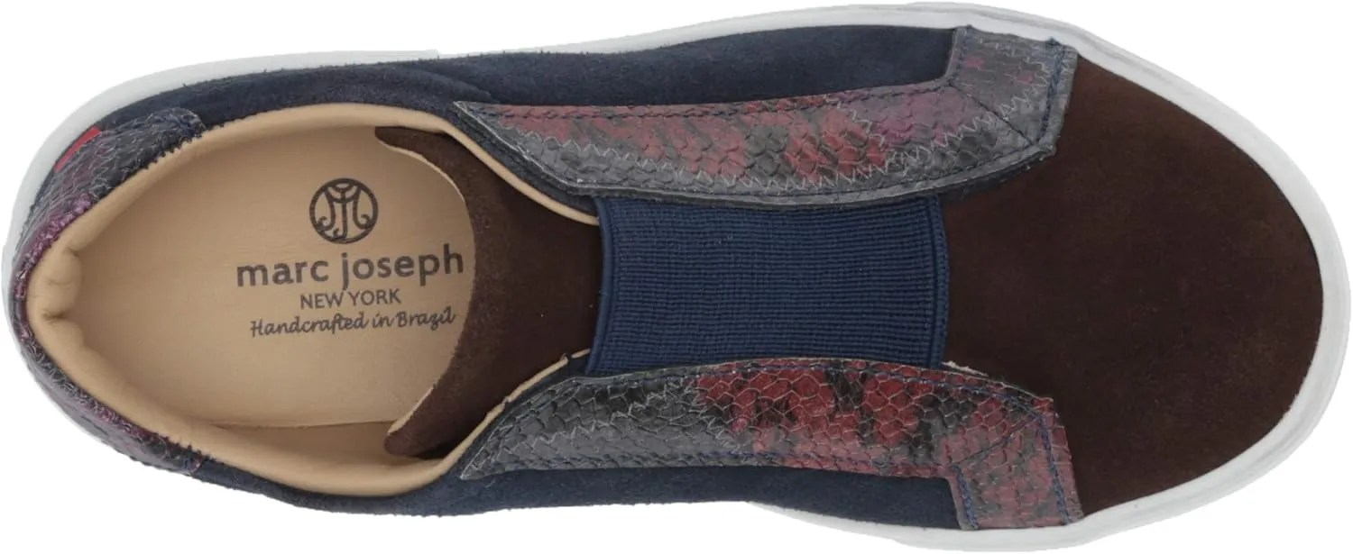 MARC JOSEPH NEW YORK Unisex-Child Kids Boys/Girls Leather Made in Brazil Slip on Elastic Detail Sneaker