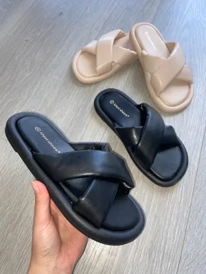 Martha cushioned strap sandal - black