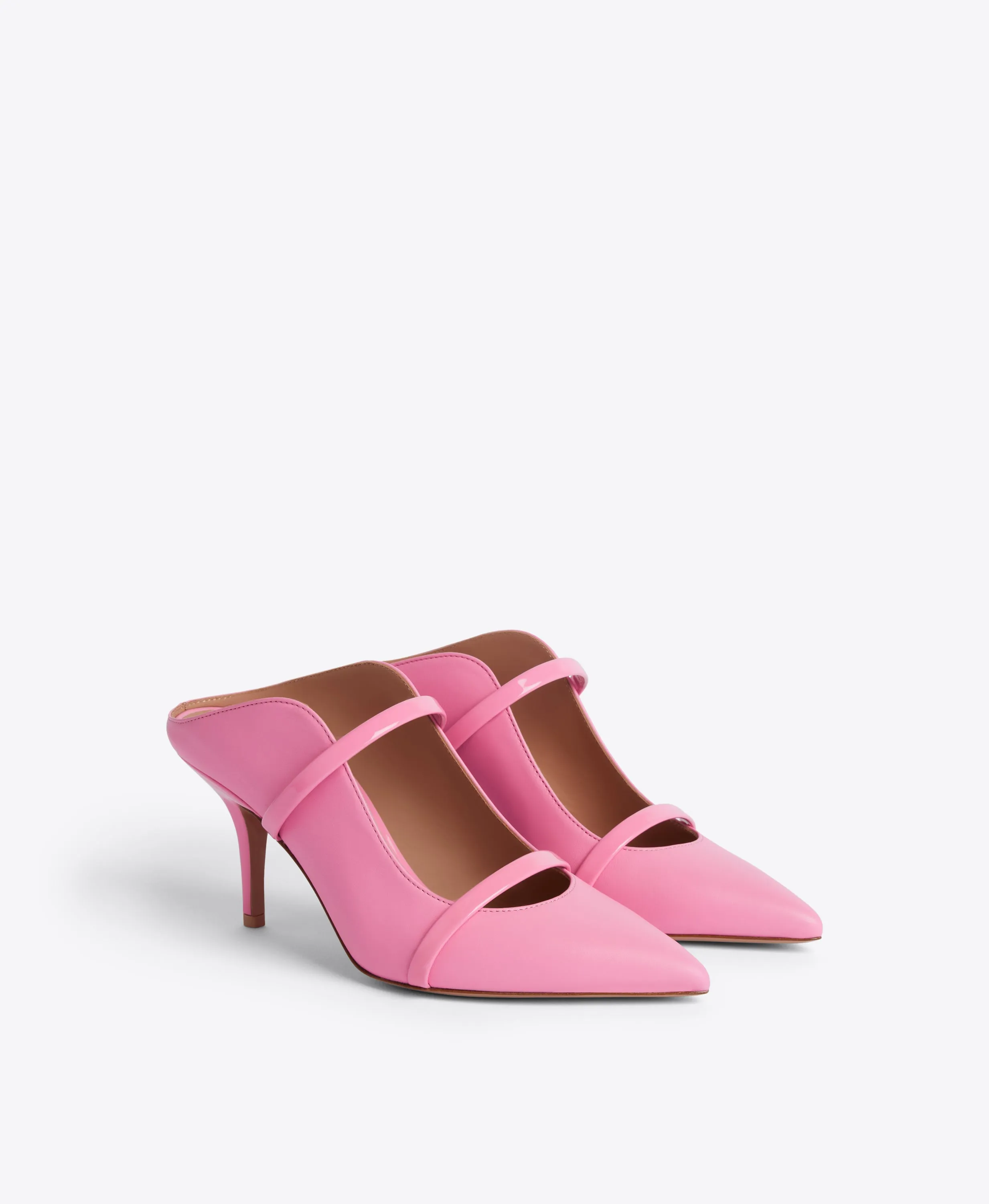 Maureen 70 Pink Leather Heeled Mules