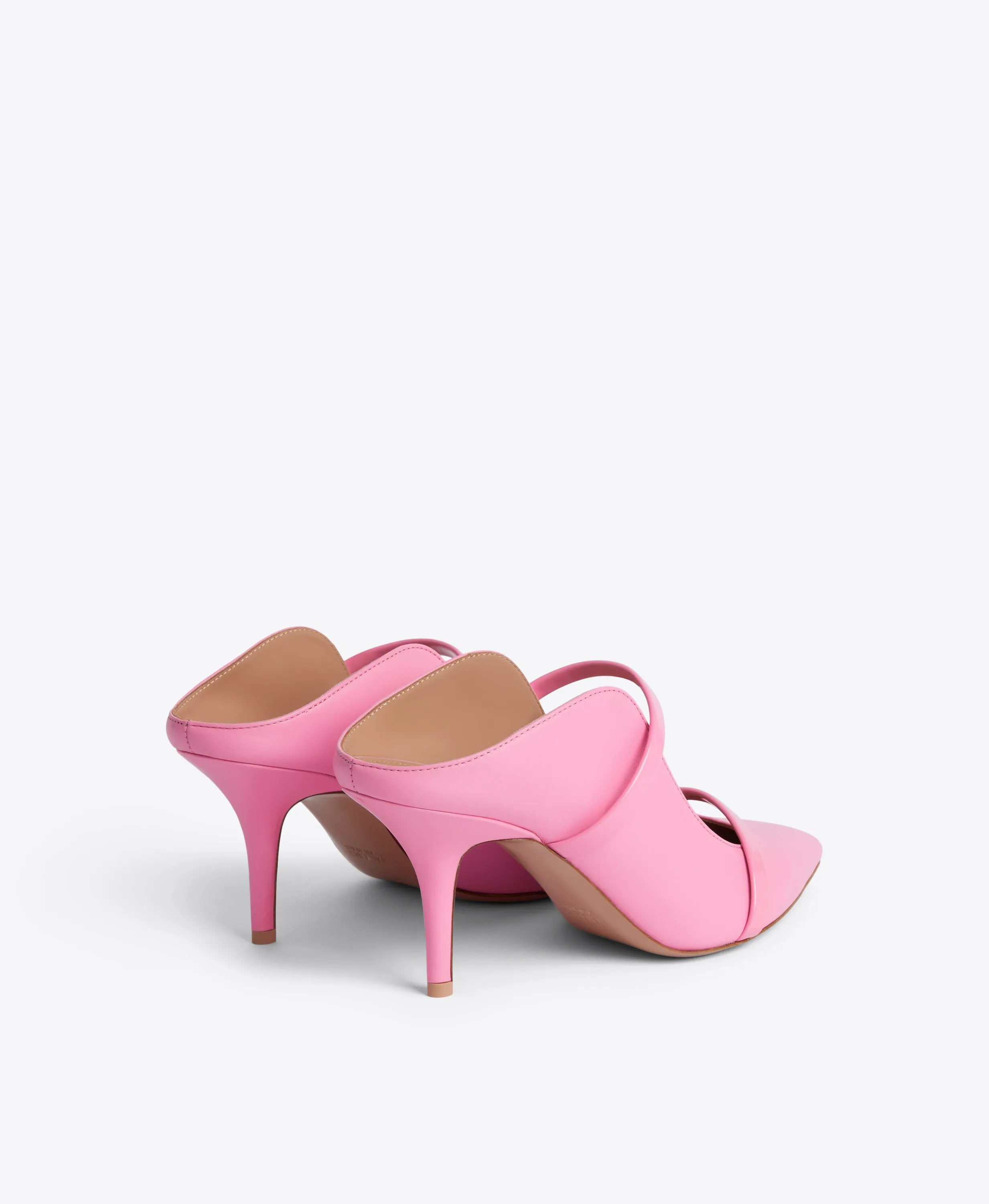 Maureen 70 Pink Leather Heeled Mules