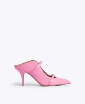 Maureen 70 Pink Leather Heeled Mules