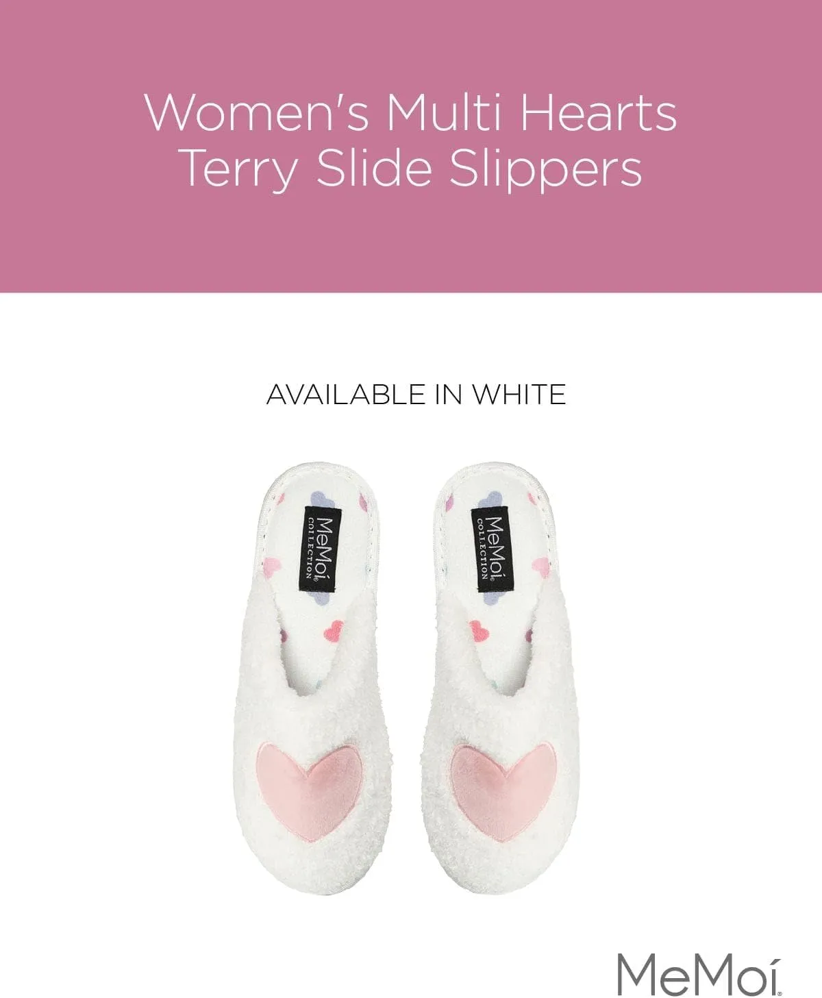 MeMoi Women's Multi Hearts Terry Slide Slippers