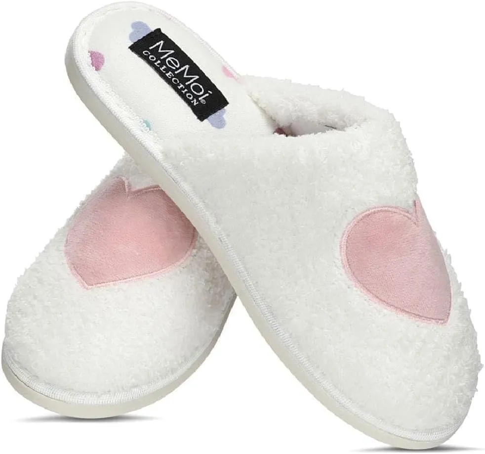 MeMoi Women's Multi Hearts Terry Slide Slippers
