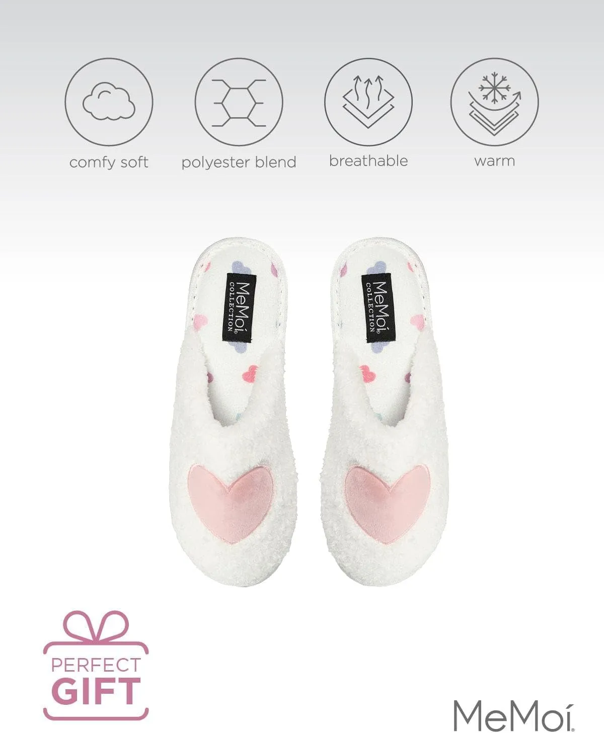 MeMoi Women's Multi Hearts Terry Slide Slippers