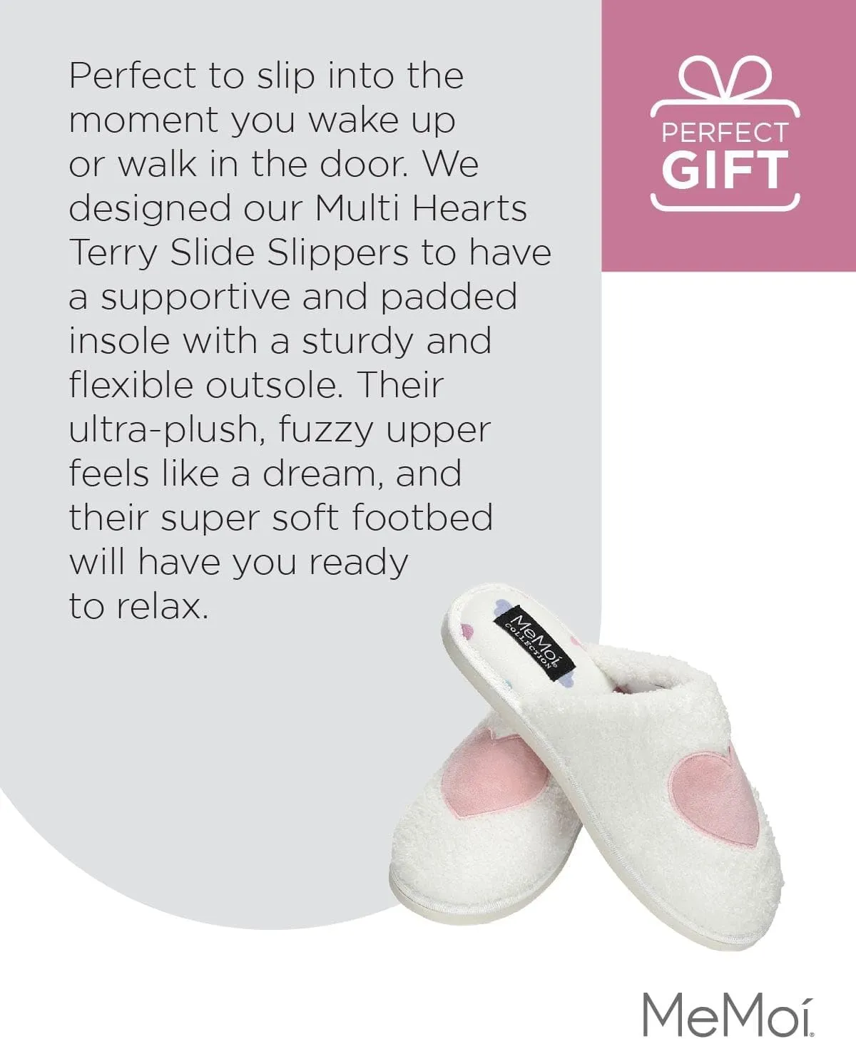 MeMoi Women's Multi Hearts Terry Slide Slippers