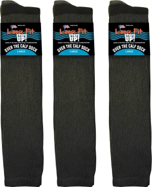 Men's and Women's Over the Calf Boot Socks (Knee High) 3 PK Made in USA Cushioned Sole