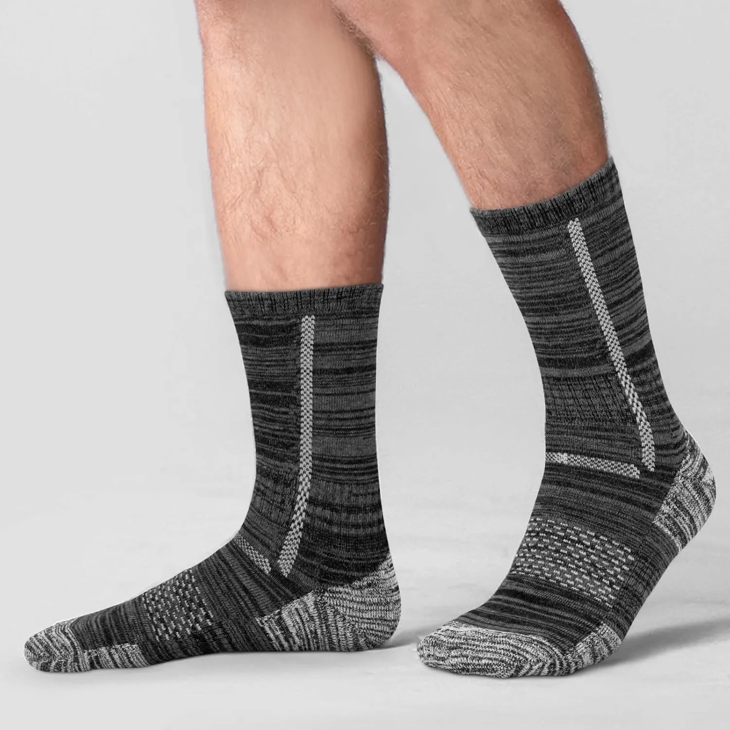Men's Cotton Crew Work Socks, 5 Pairs Cushioned Boot Socks,Moisture Wicking Athletic Socks for Hiking Sports Running