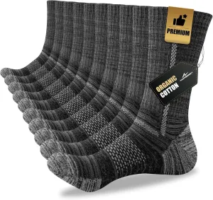 Men's Cotton Crew Work Socks, 5 Pairs Cushioned Boot Socks,Moisture Wicking Athletic Socks for Hiking Sports Running