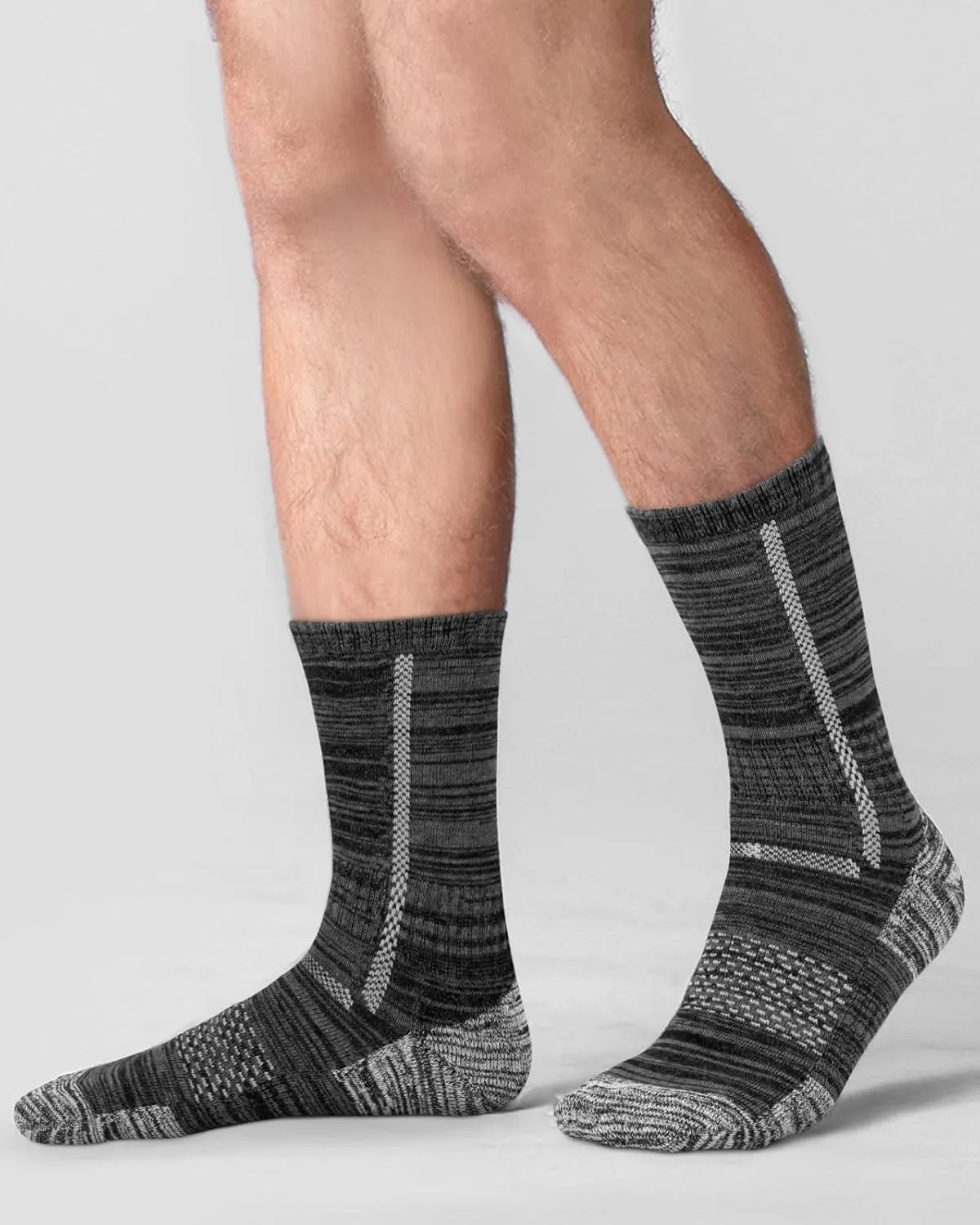 Men's Cotton Crew Work Socks, 5 Pairs Cushioned Boot Socks,Moisture Wicking Athletic Socks for Hiking Sports Running
