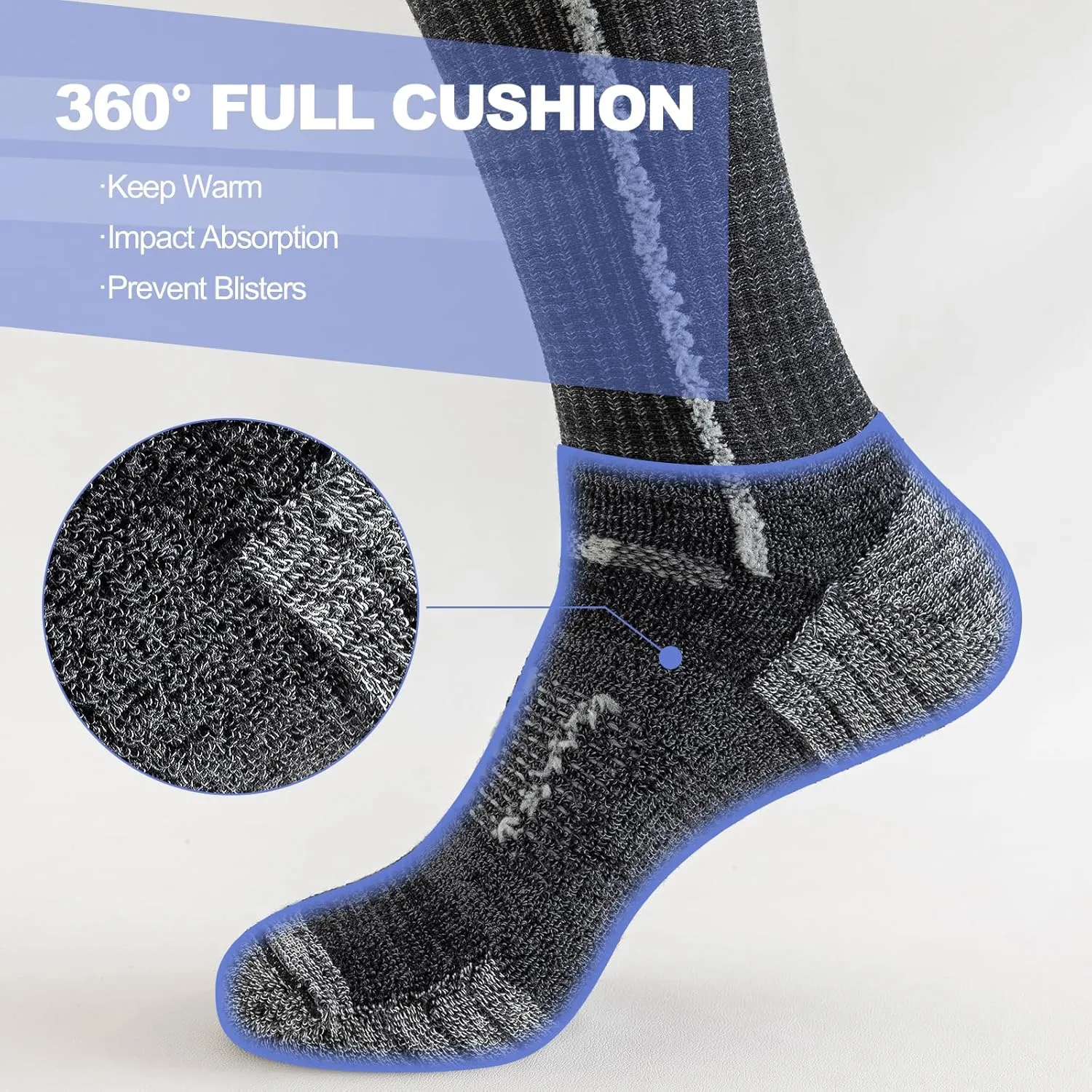 Men's Cotton Crew Work Socks, 5 Pairs Cushioned Boot Socks,Moisture Wicking Athletic Socks for Hiking Sports Running