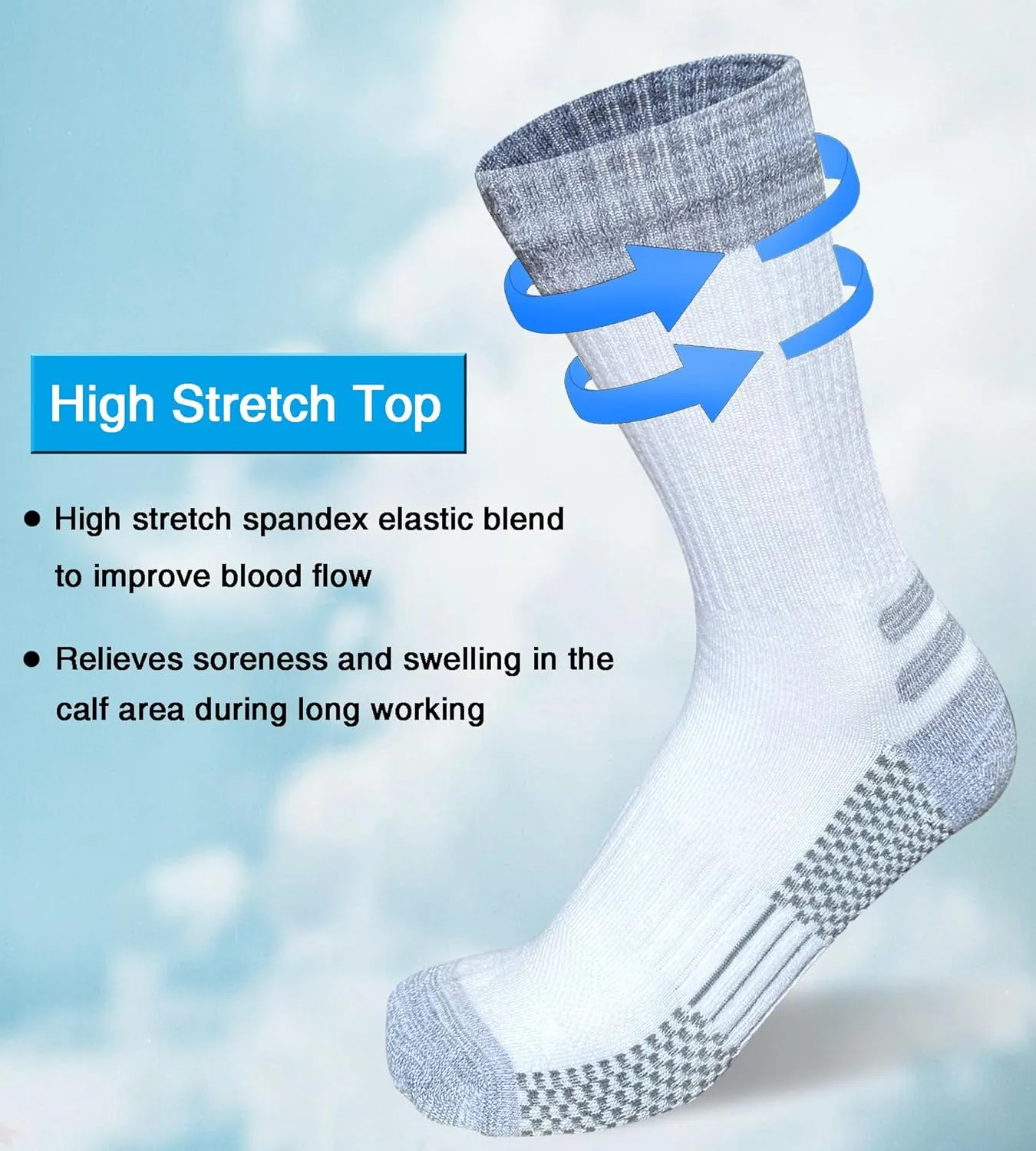 Men's Crew Work Boot Socks Thick Cushioned Moisture Wicking Hiking Sock 4 Pairs