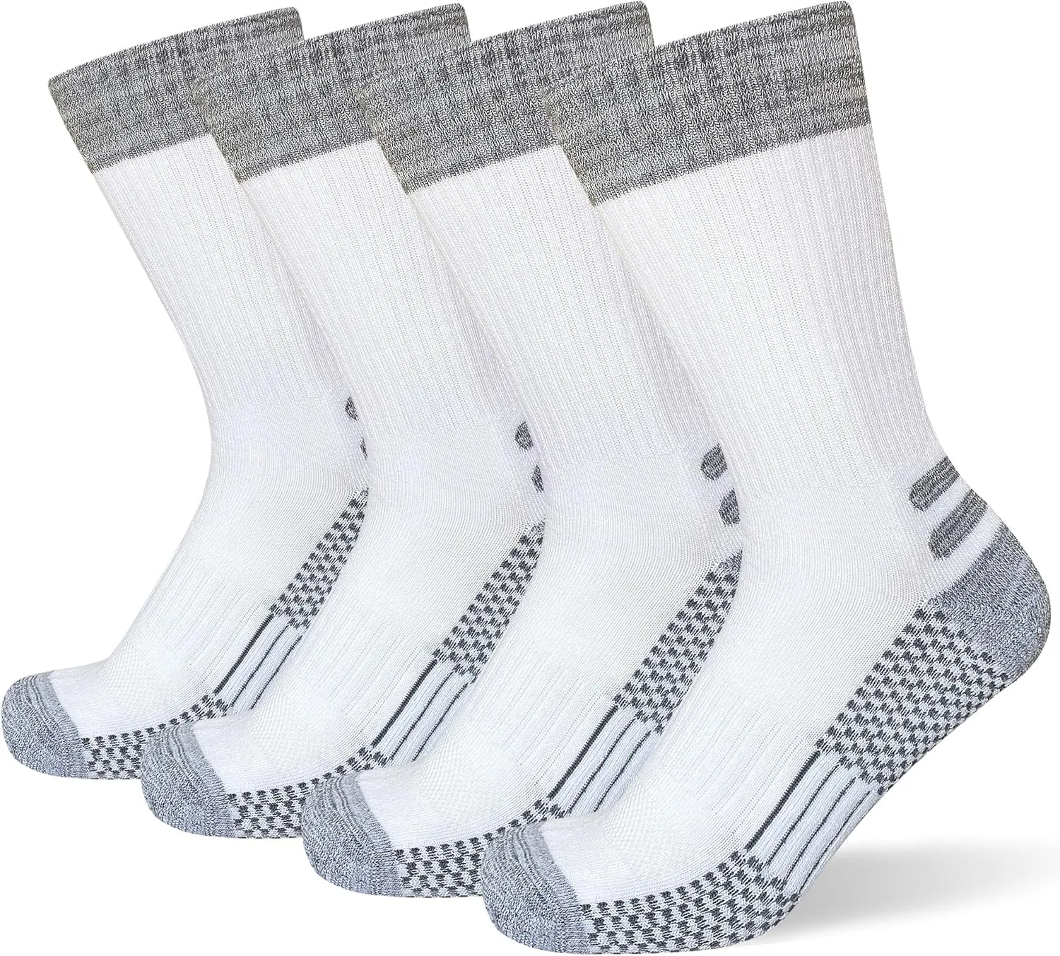 Men's Crew Work Boot Socks Thick Cushioned Moisture Wicking Hiking Sock 4 Pairs