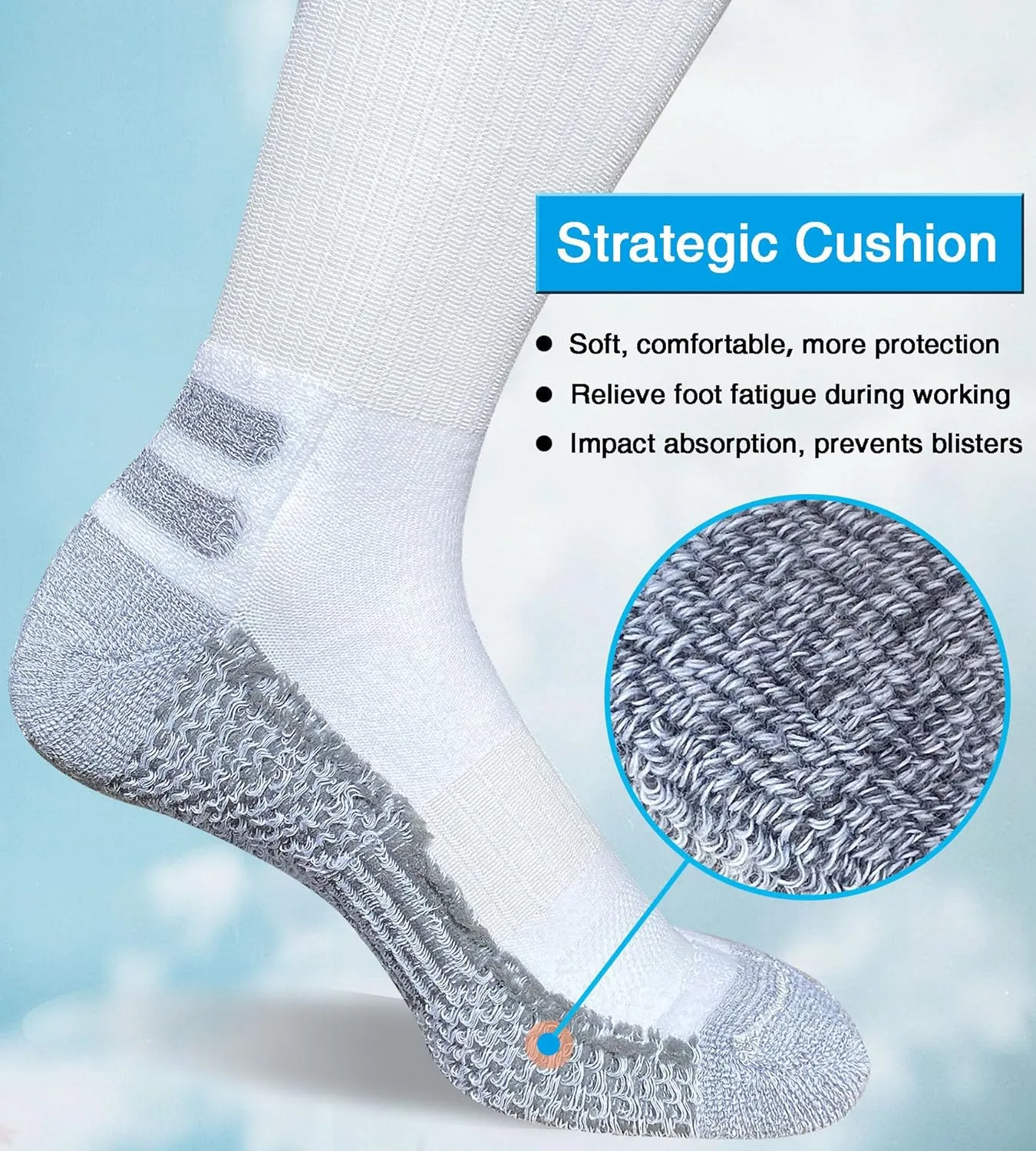 Men's Crew Work Boot Socks Thick Cushioned Moisture Wicking Hiking Sock 4 Pairs