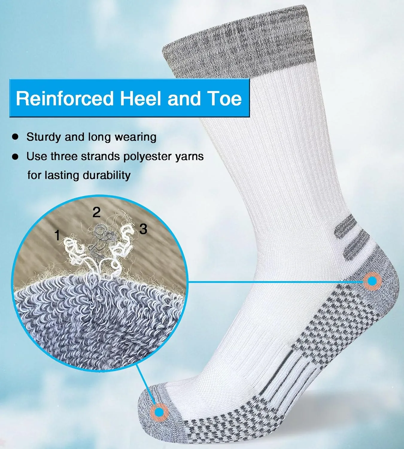 Men's Crew Work Boot Socks Thick Cushioned Moisture Wicking Hiking Sock 4 Pairs