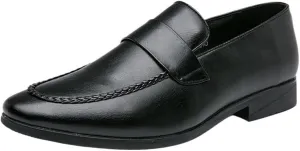 Men's Loafers Shoes Round Toe Simple PU Leather Slip Resistant Flexible Party Walking Slip-ons