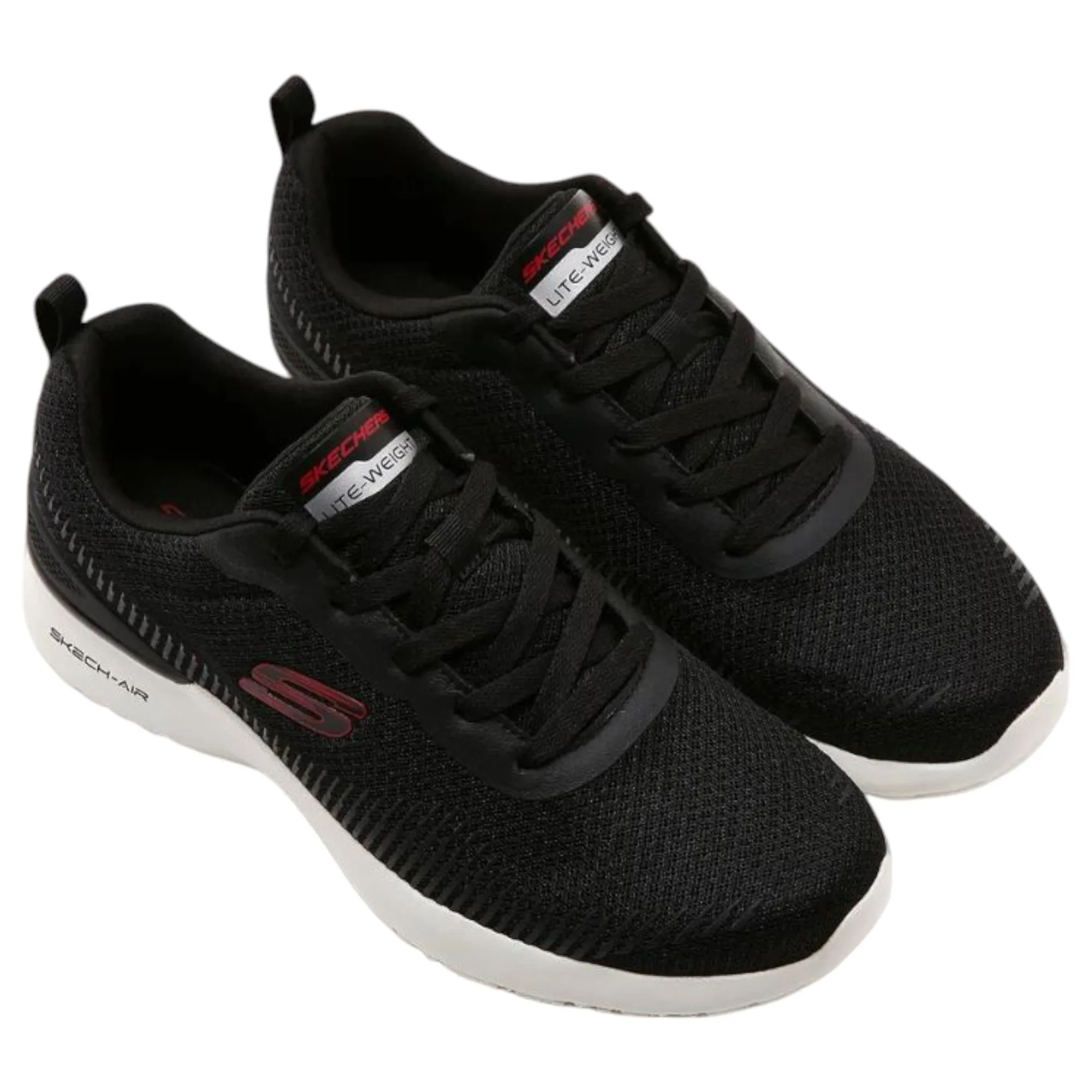 Mens Skechers Skech-Air Dynamight - Bliton Black/Red Sneaker Shoes