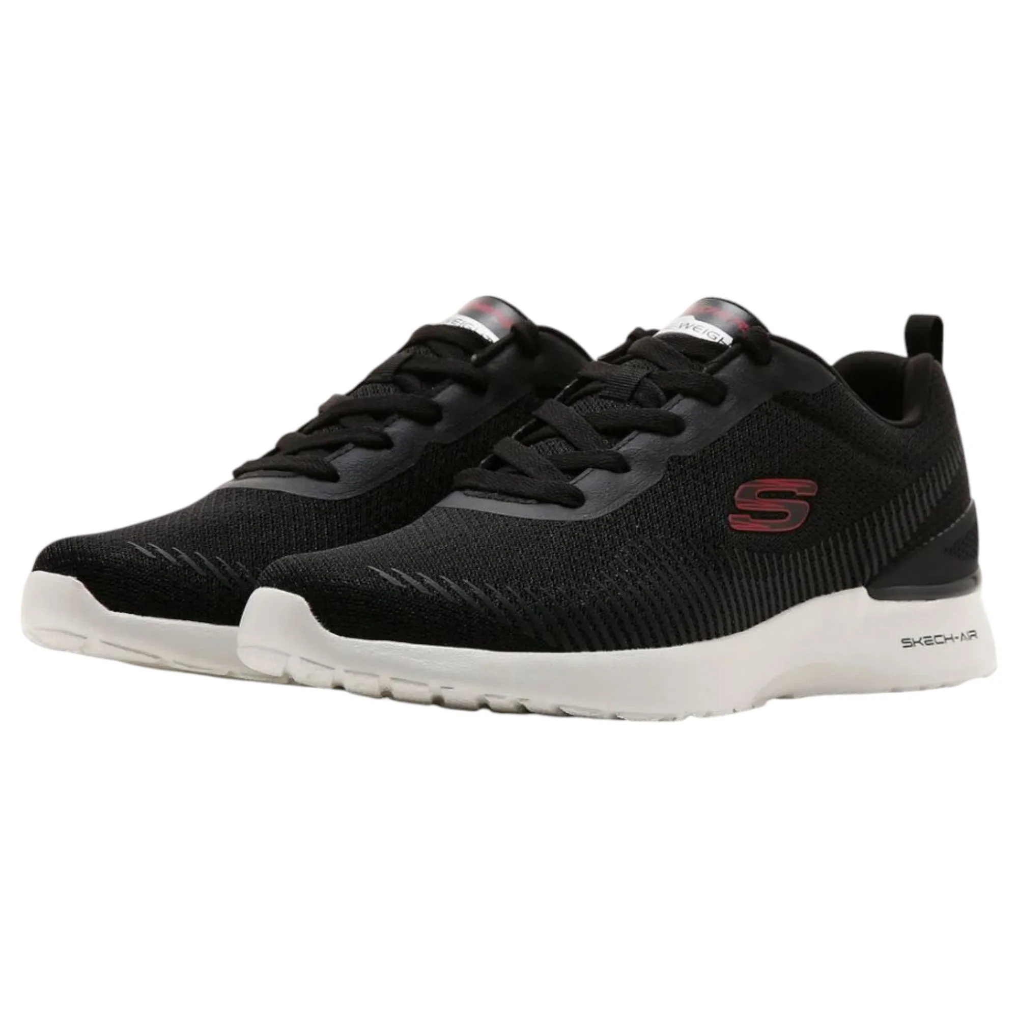 Mens Skechers Skech-Air Dynamight - Bliton Black/Red Sneaker Shoes