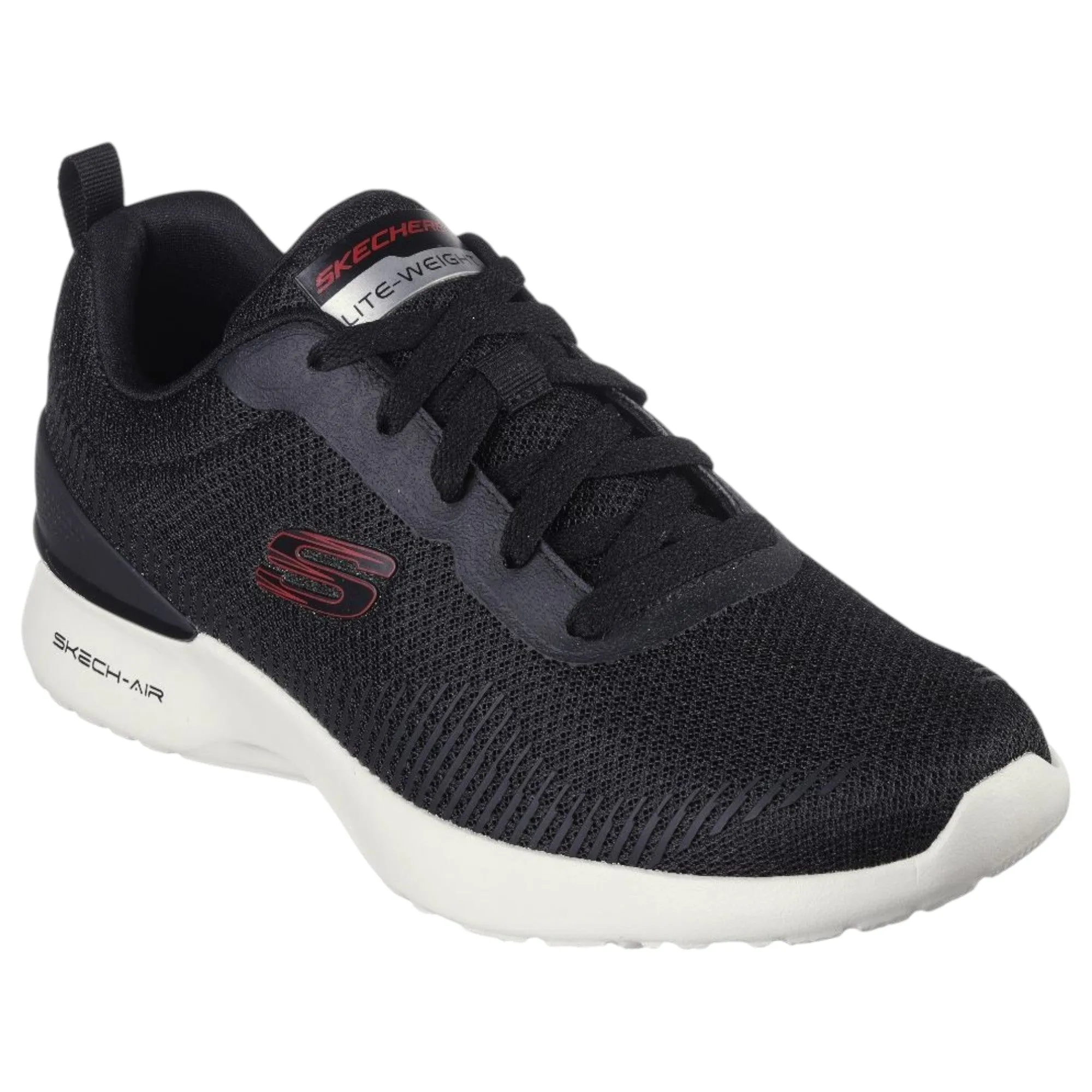 Mens Skechers Skech-Air Dynamight - Bliton Black/Red Sneaker Shoes