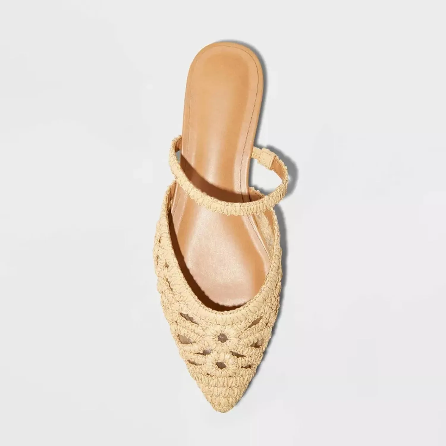 Mesh Ballet Flats for Women Fishnet Mules Shoes Pointed Toe Comfy Casual Office Slip on Mule Flats