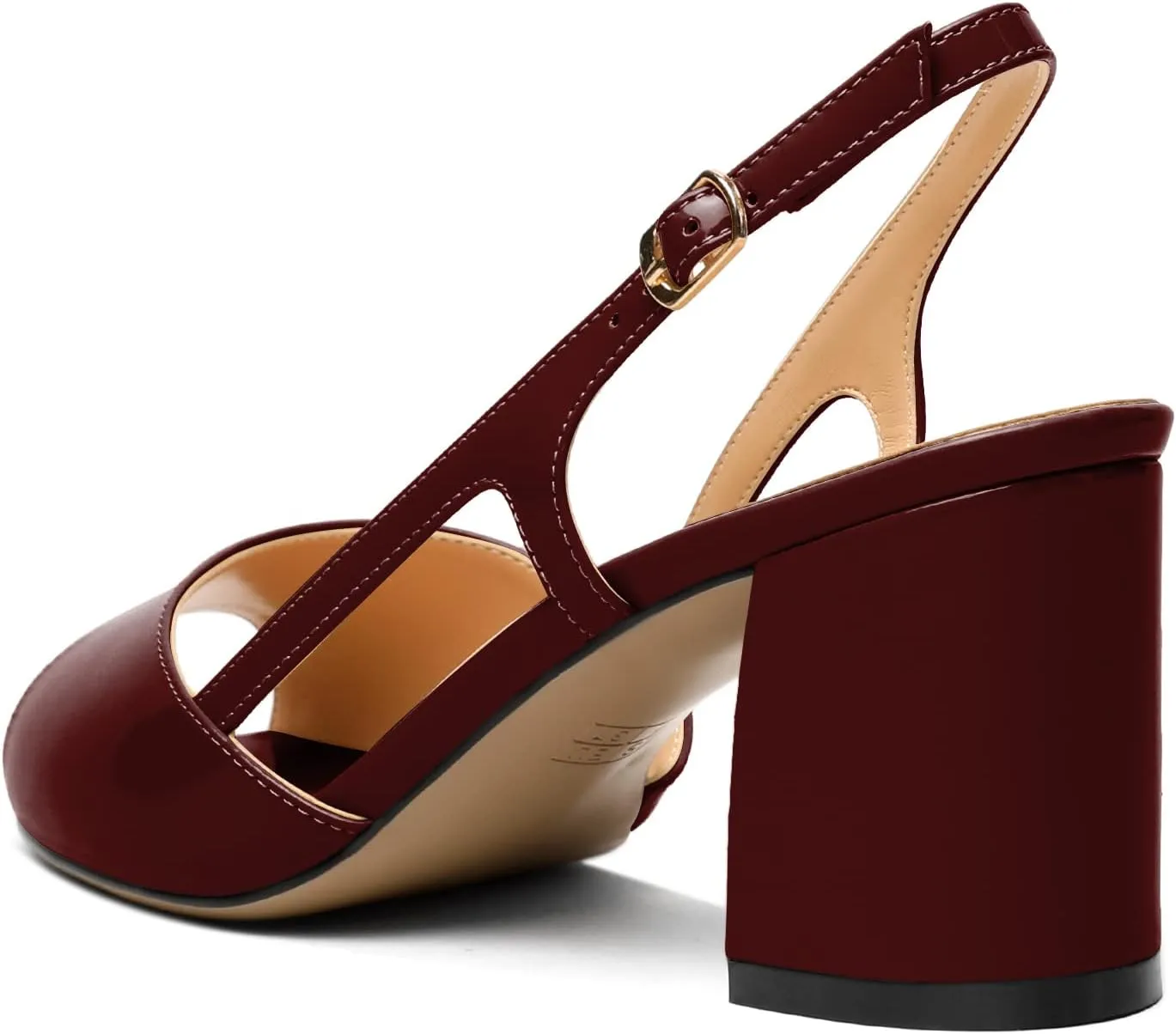 Mettesally Womens Slingback Chunky Heels Pumps Peep Open Toe Low Heels Ankle Strap Wedding Bridal Prom Dress Shoes