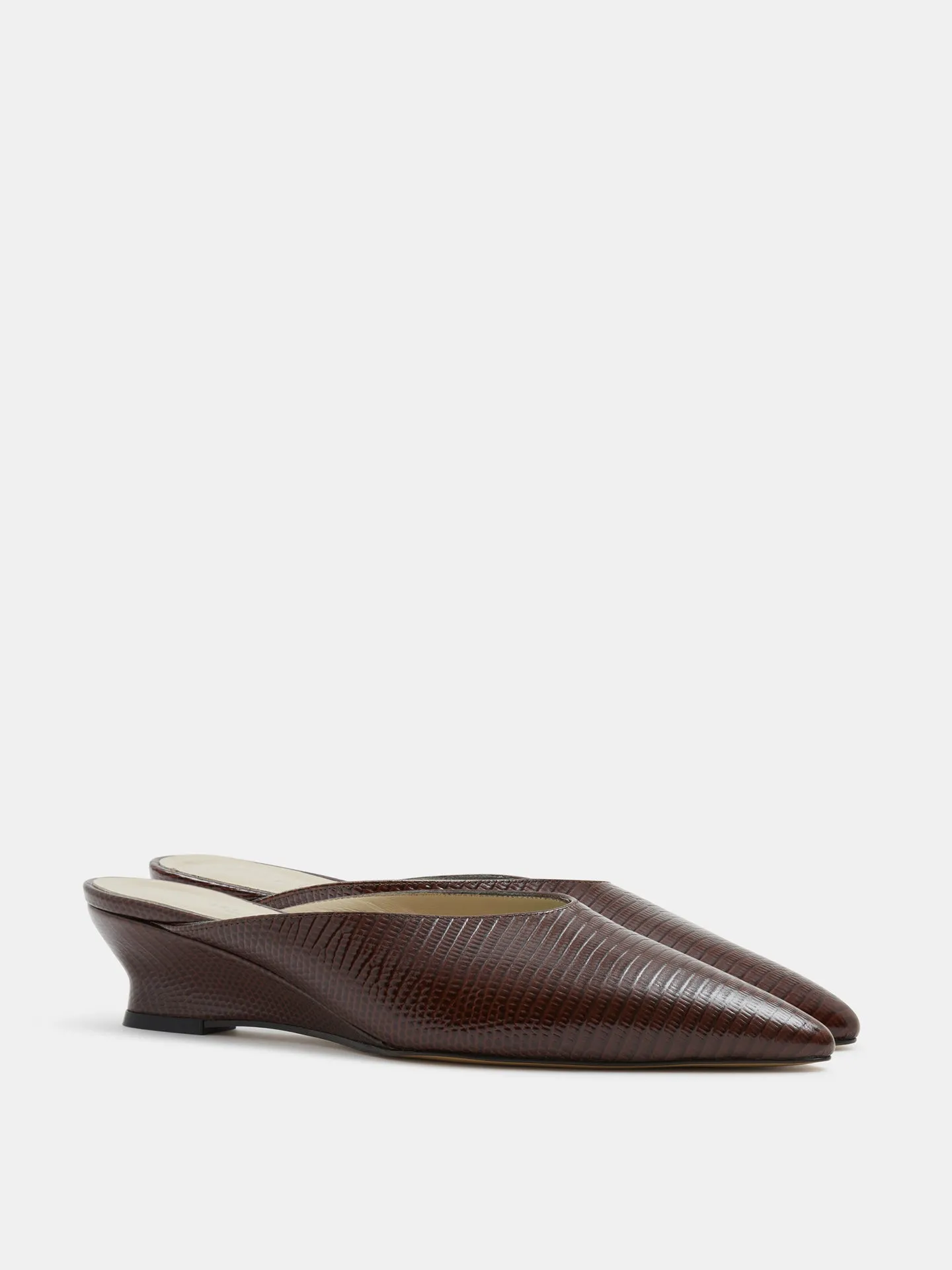 Micro Wedge Mule / Bruciato Leather Snake Effect