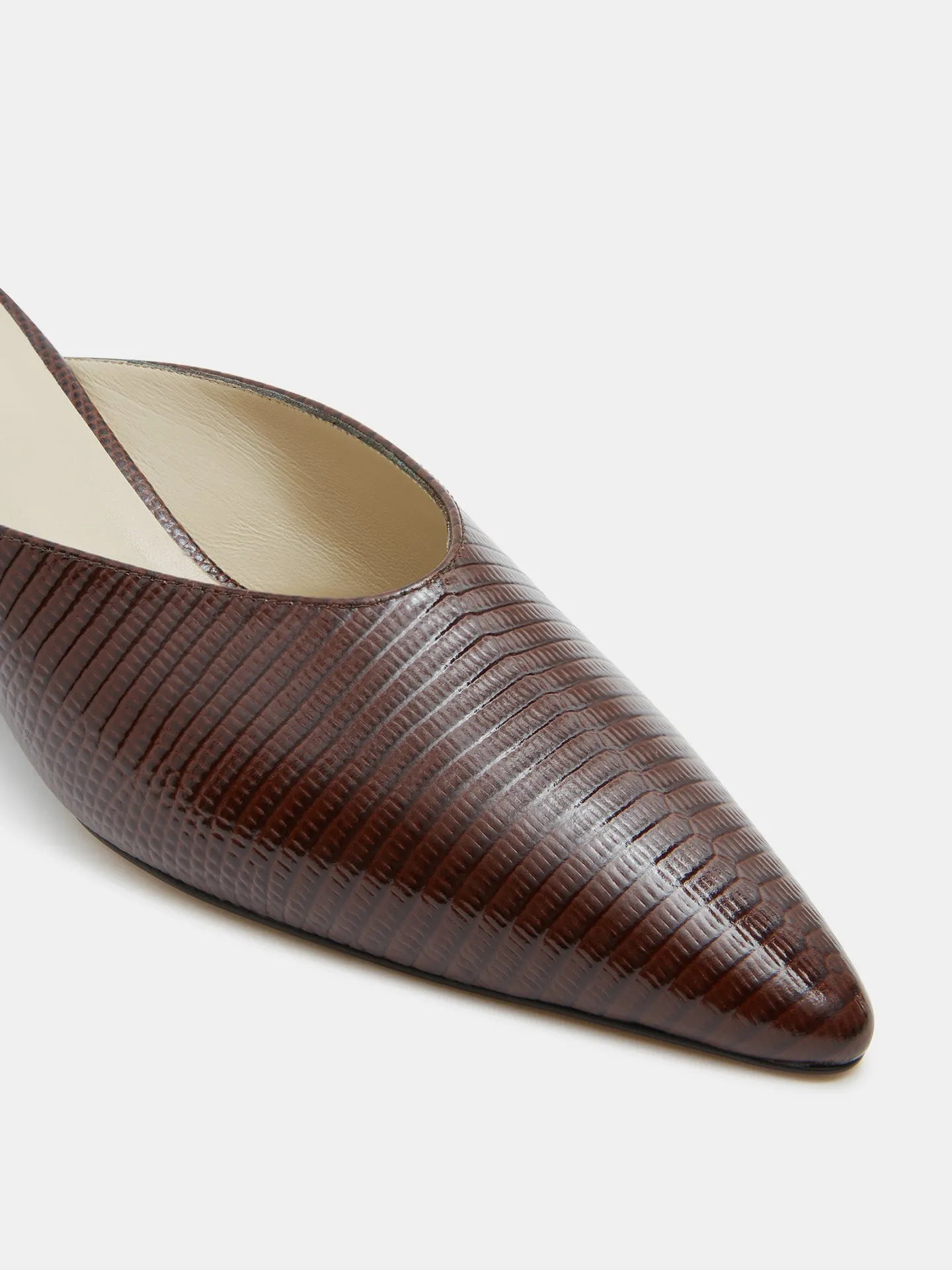 Micro Wedge Mule / Bruciato Leather Snake Effect