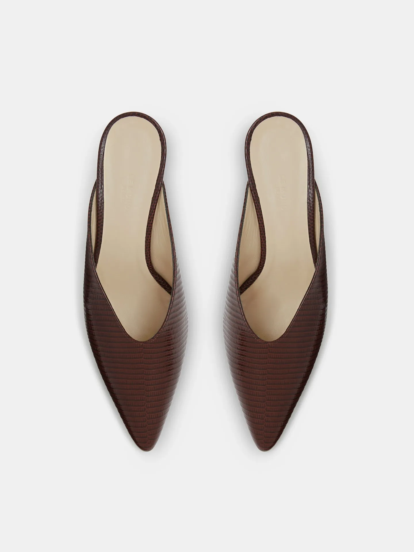 Micro Wedge Mule / Bruciato Leather Snake Effect