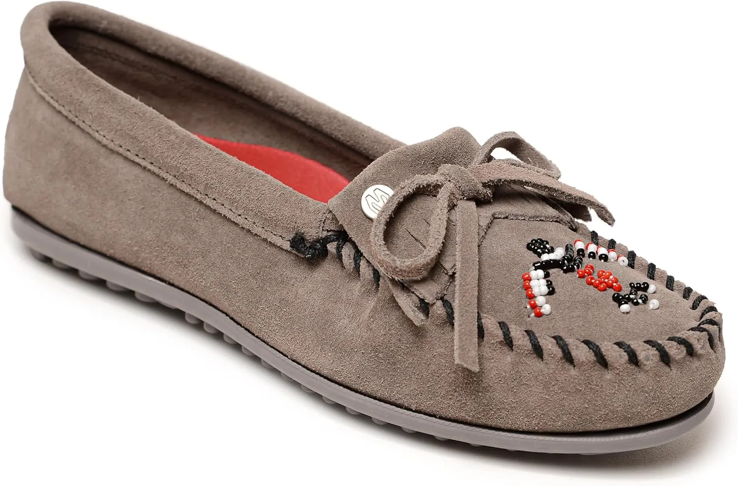 Minnetonka Women’s Thunderbird “Animikii” Hardsole – Moccasins for Women with a Classic Leather Moccasin Silhouette, Cushioned Footbed, and Beaded Moccasin Design