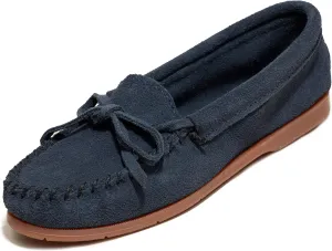 Minnetonka Women’s Tie Slip On —Moccasins for Women, Classic Leather Loafer Silhouette, Cushioned Footbed