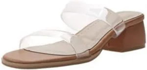MIOKE Women's Clear Low Block Heel Slide Sandals Transparent Open Toe Comfort Chunky Heeled Mules Sandal