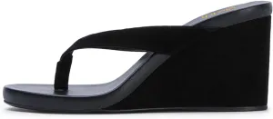 miss left Women Fashion Open Round Toe Flip Flops Wedge High Heel Slip on Mule Comfortable Summer Beach Casual Daily Slippers Size 4-16 US