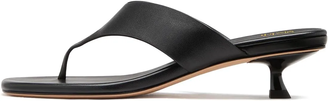 miss left Women Open Toe Kitten Low Heel Thong Slide Sandals Slip on Comfortable Flip Flops Classic Summer Casual Mule Size 4-16 US