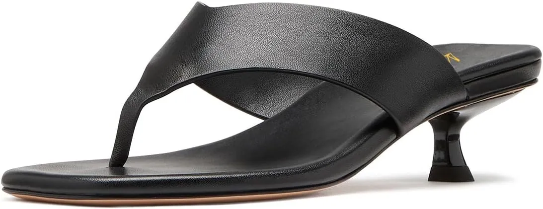 miss left Women Open Toe Kitten Low Heel Thong Slide Sandals Slip on Comfortable Flip Flops Classic Summer Casual Mule Size 4-16 US