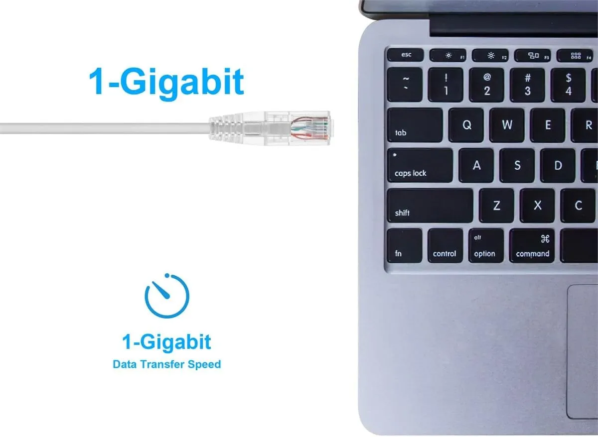 Monoprice Cat6 Ethernet Patch Cable - Snagless, Stranded, 550MHz, UTP, CMR Rated, 28AWG, 30 Feet, White - SlimRun Series